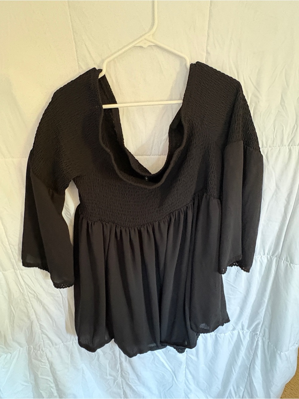 torrid Black Smocked Peasant Tunic Top